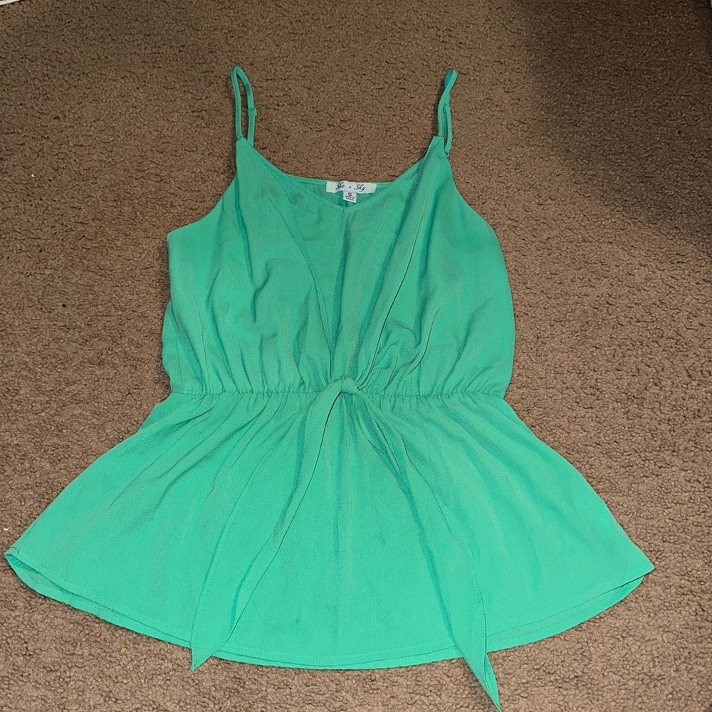 She + sky green tank with adjustable straps